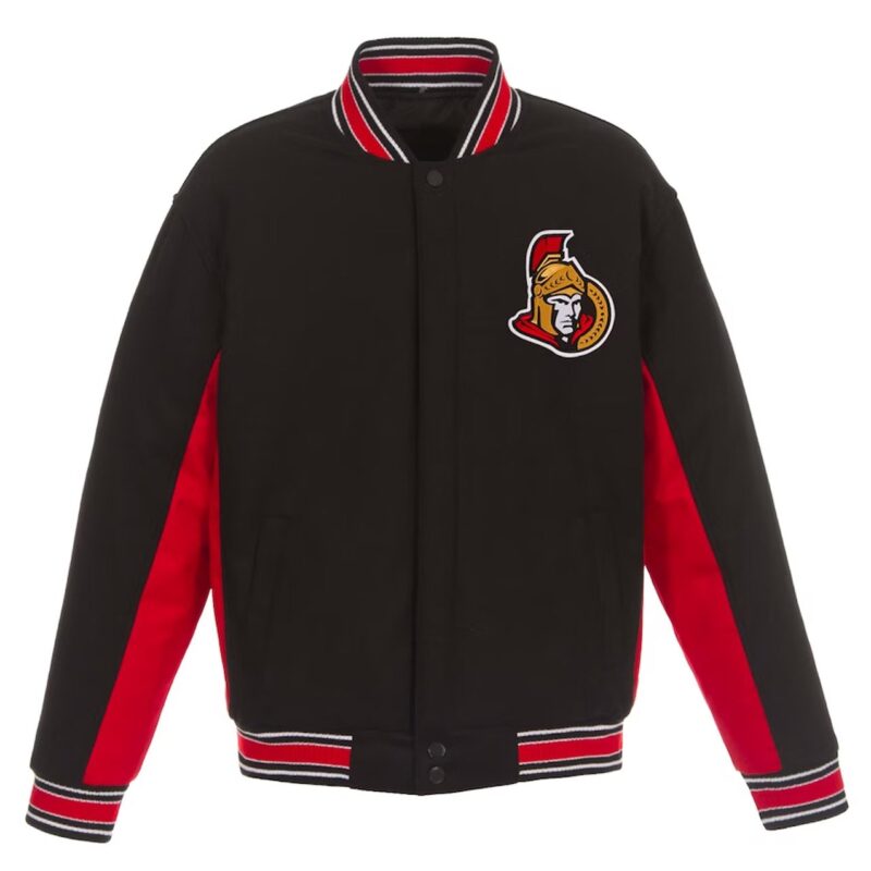Black/Red Ottawa Senators Accent Wool Poly-Twill Varsity Jacket