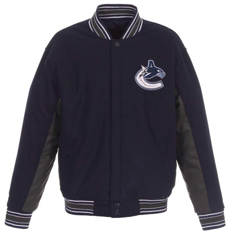 Navy/Charcoal Accent Vancouver Canucks Varsity Wool Jacket