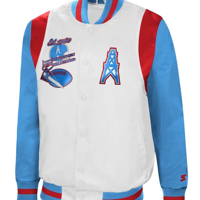 White/Light Blue Houston Oilers The All-American Jacket