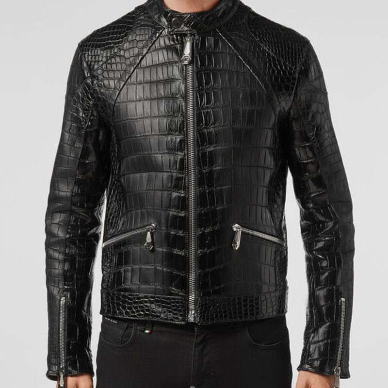 Men’s Luxury Black Alligator Leather Jacket