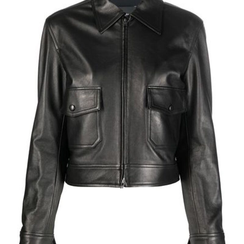 Teen Wolf S01 Crystal Reed Black Leather Jacket