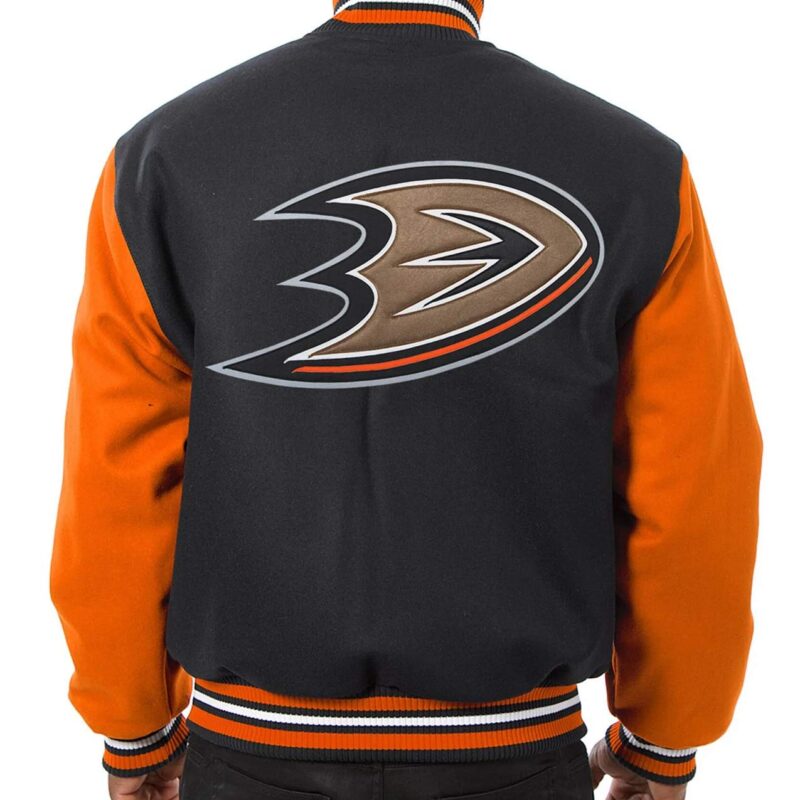Anaheim Ducks Varsity Black and Orange Jacket