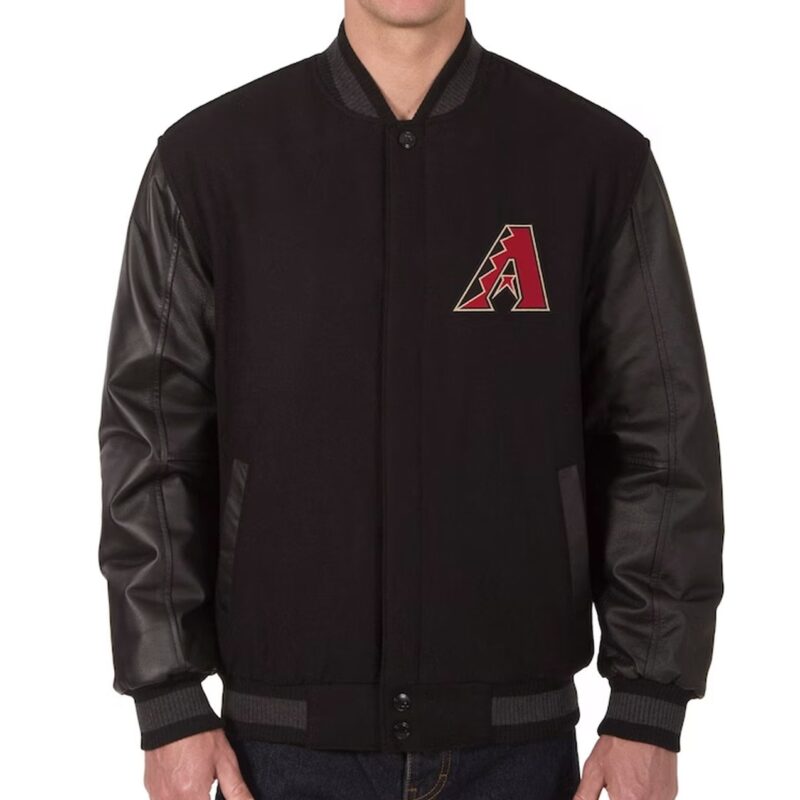 Arizona Diamondbacks Black Varsity Wool and Leather Jacket