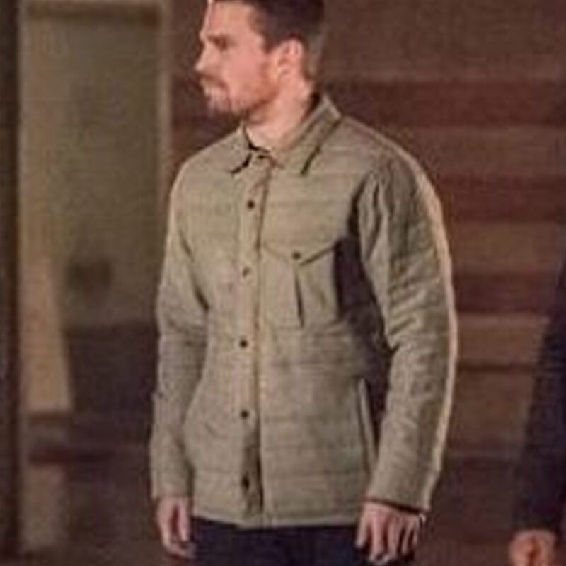 Arrow S04 Stephen Amell Gray Quilted Jacket