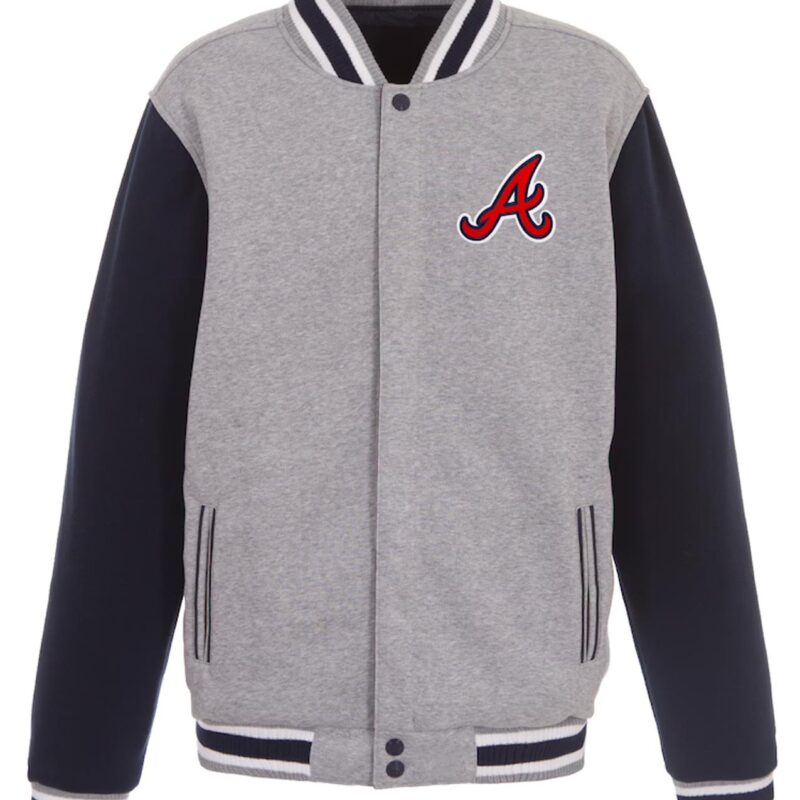Atlanta Braves Varsity Gray and Navy Wool Jacket