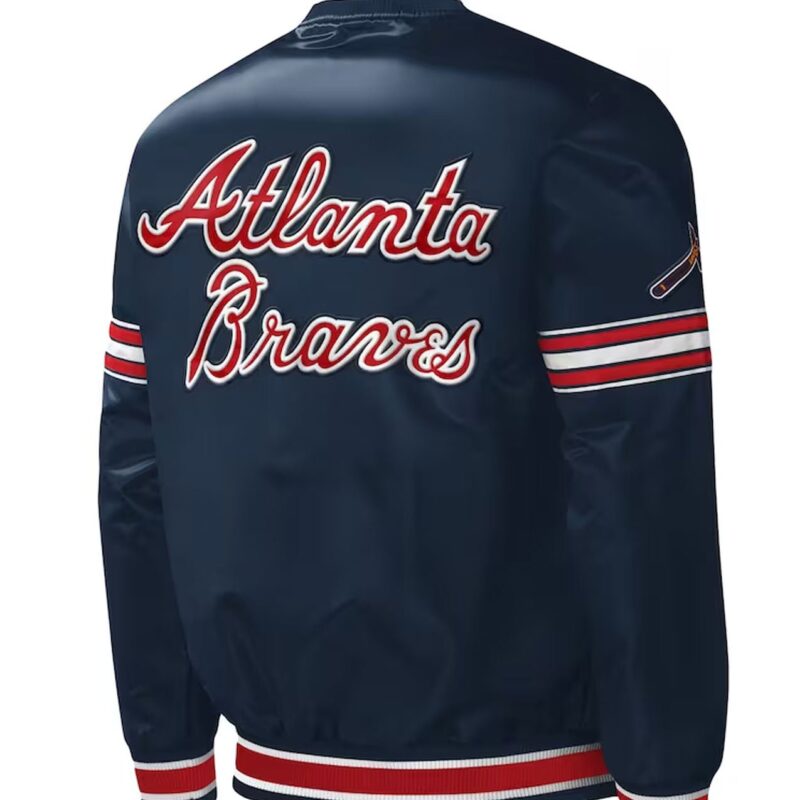 Atlanta Braves Midfield Navy Varsity Satin Jacket
