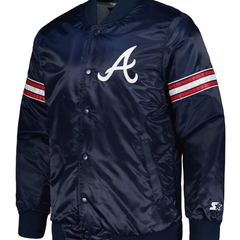 Pick & Roll Atlanta Braves Navy Blue Satin Jacket