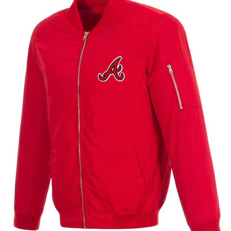 Atlanta Braves Red Nylon Bomber Jacket