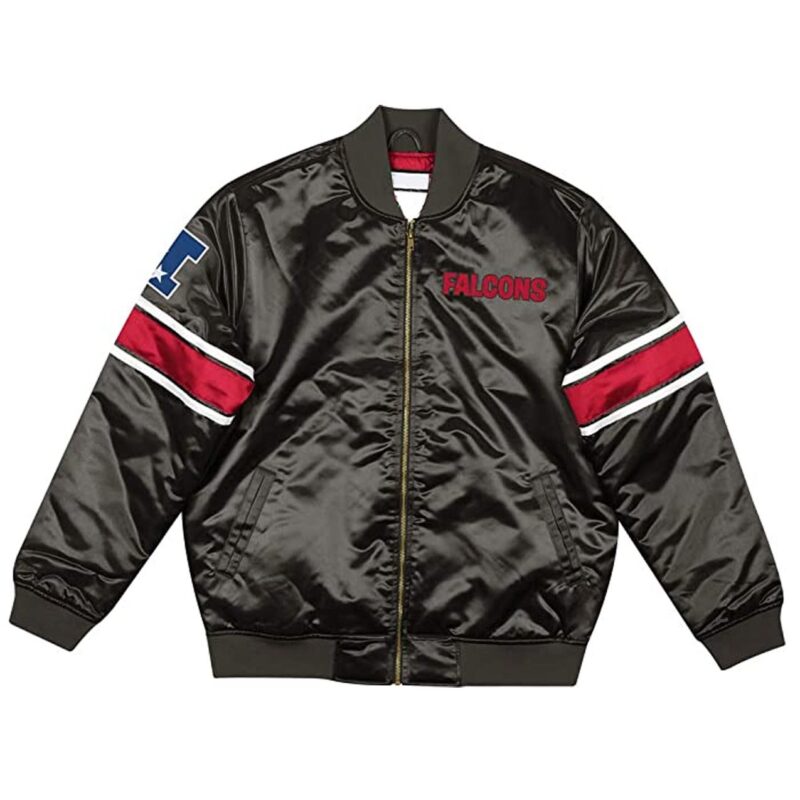 Classic Atlanta Falcons Logo Black Satin Jacket