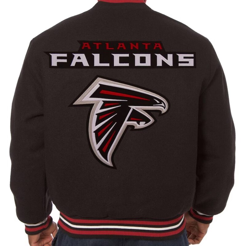 Atlanta Falcons Embroidered Varsity Black Wool Jacket