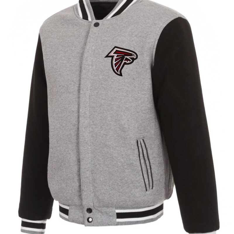Atlanta Falcons Gray and Black Varsity Wool Jacket
