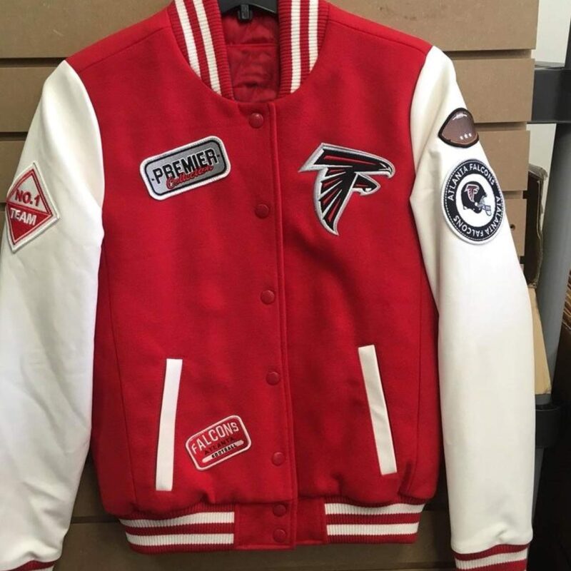 Atlanta Falcons Varsity Red and White Jacket