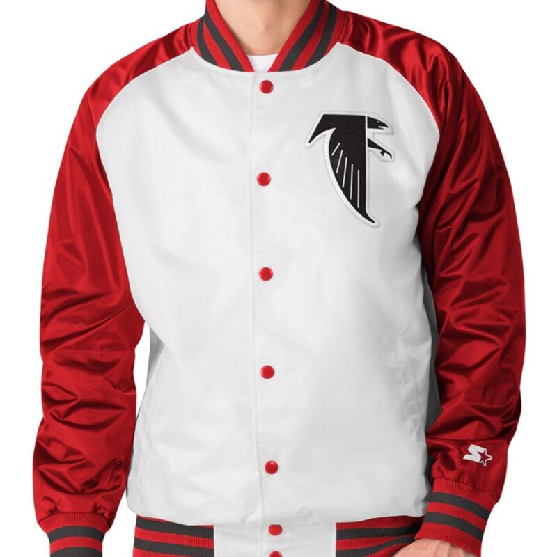 Throwback Atlanta Falcons Red and Satin Jacket