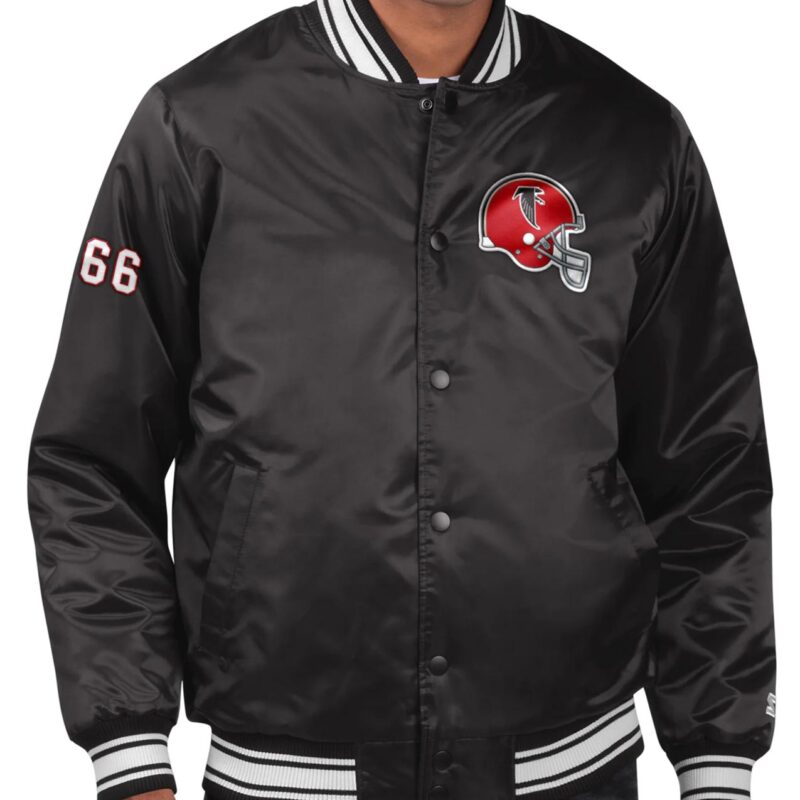 Throwback Helmet Atlanta Falcons Black Satin Jacket