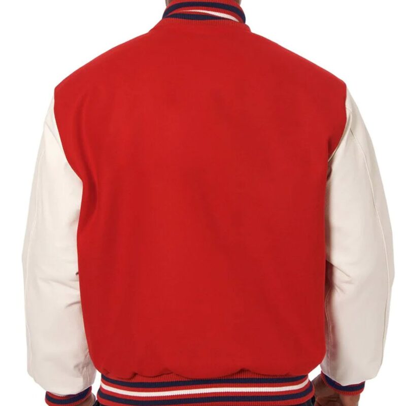 Atlanta Falcons Varsity Red and White Wool/Leather Jacket