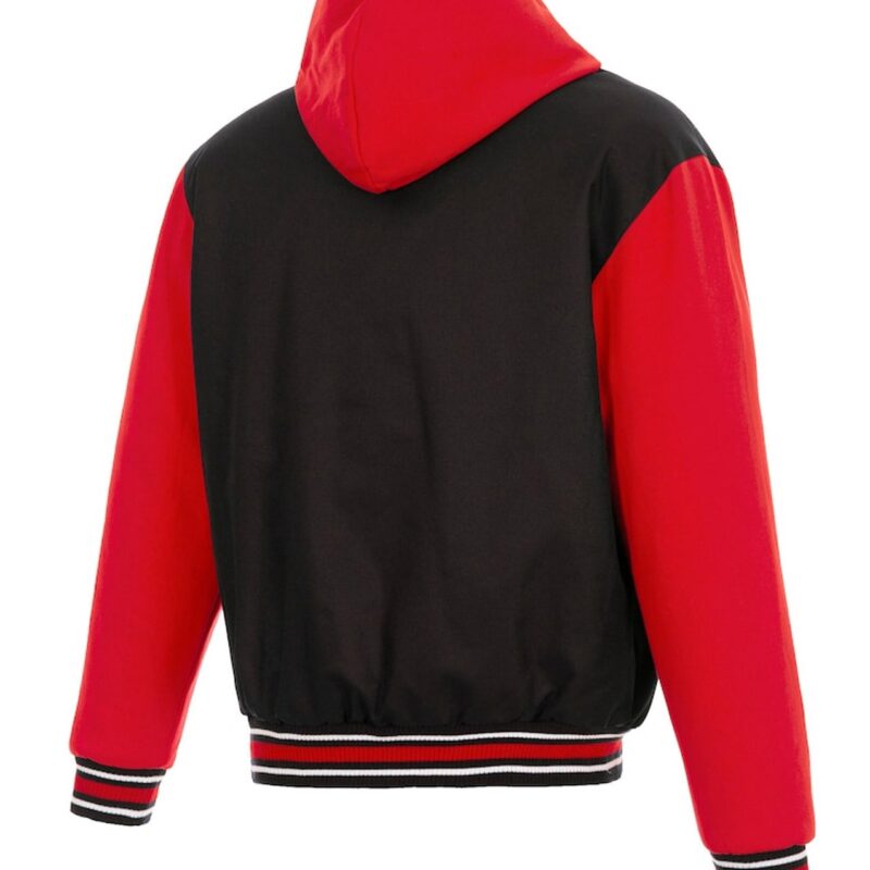 Atlanta Hawks Black and Red Varsity Hooded Jacket
