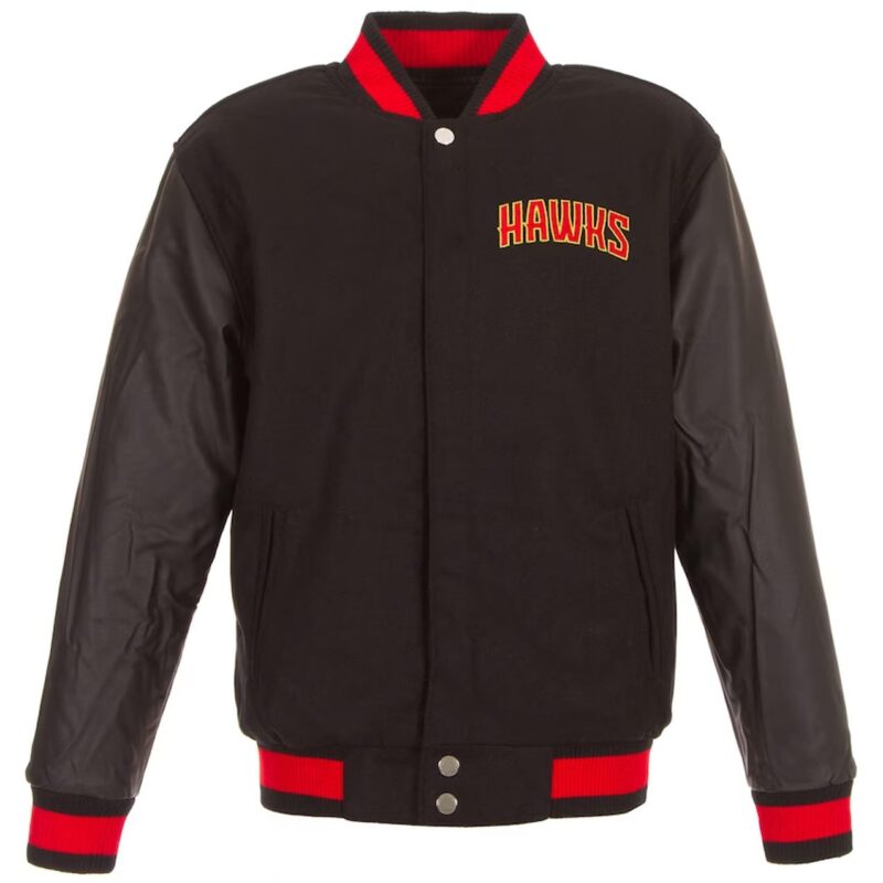 Atlanta Hawks Varsity Black Wool/Leather Jacket