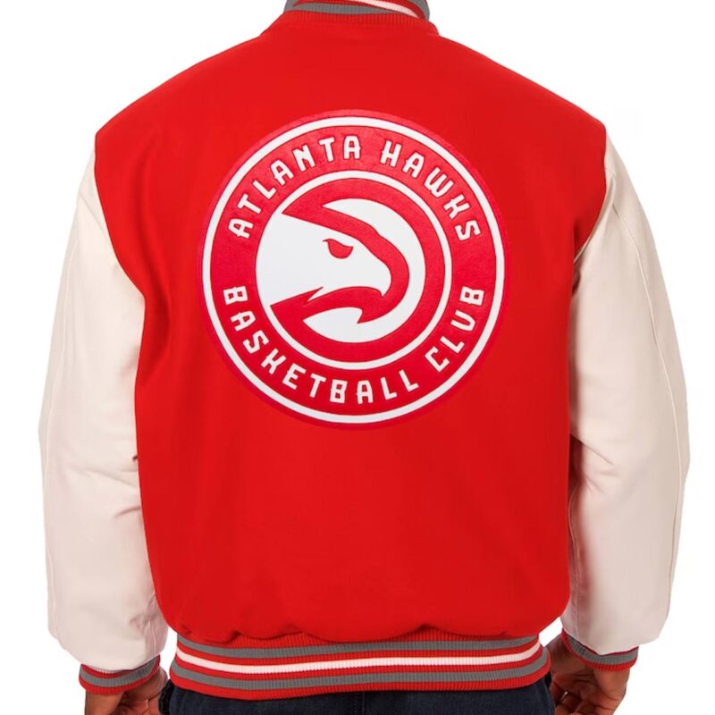 Atlanta Hawks Red and White Varsity Jacket