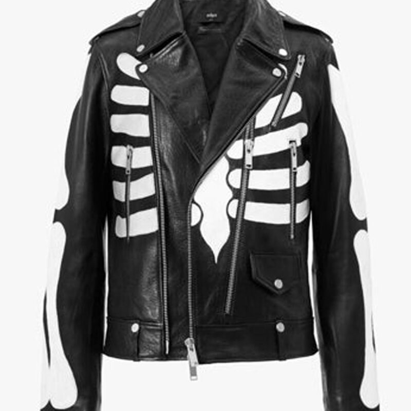 Guns N Roses Skeleton Axl Rose Black Leather Jacket