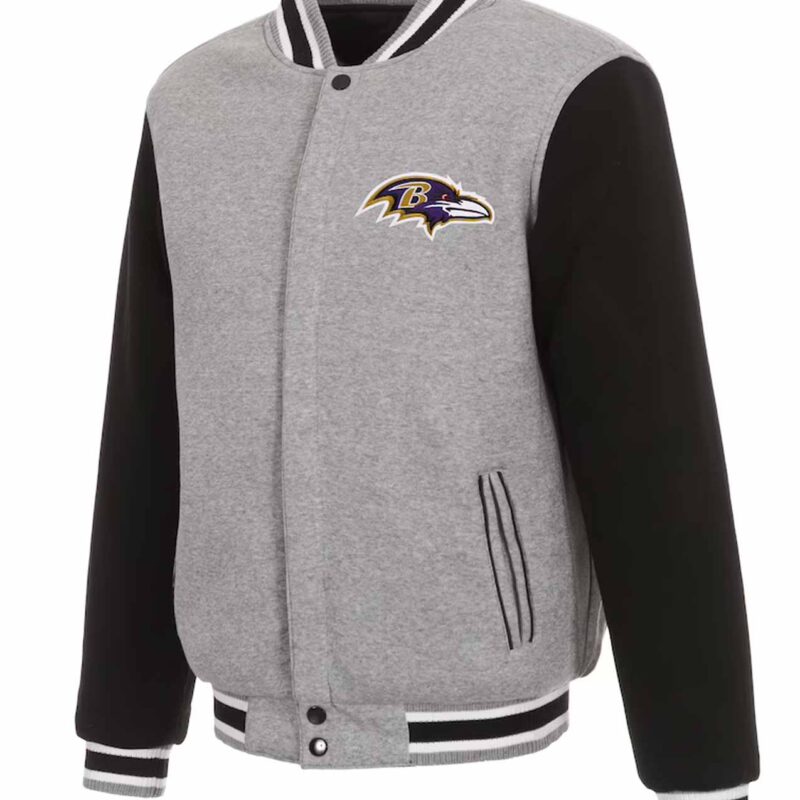 Baltimore Ravens Black and Gray Varsity Wool Jacket