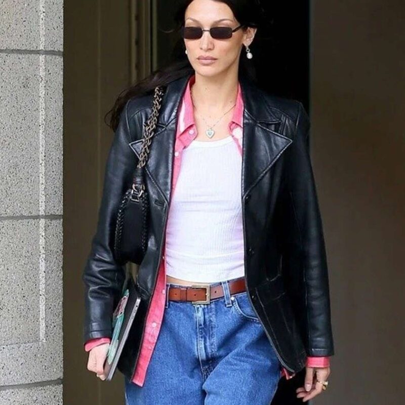 Bella Hadid Meeting in NYC Leather Jacket