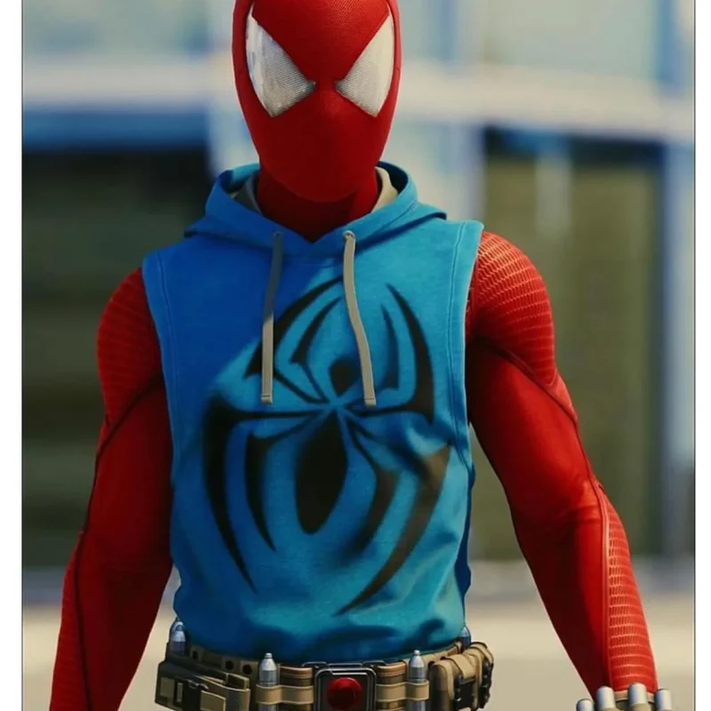 Scarlet Spiderman Blue Vest Hoodie