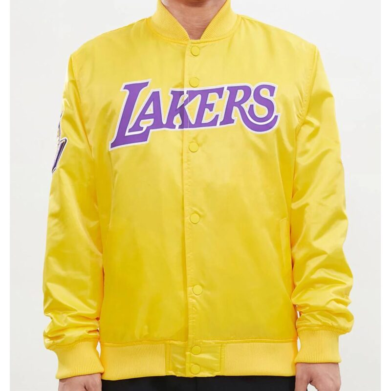 Los Angeles Lakers Big Logo Yellow Satin Jacket