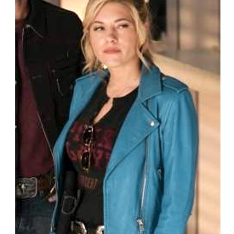 Big Sky Katheryn Winnick Blue Leather Jacket