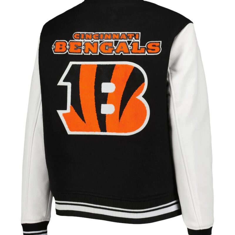 Black/White Cincinnati Bengals Mash Up Varsity Jacket