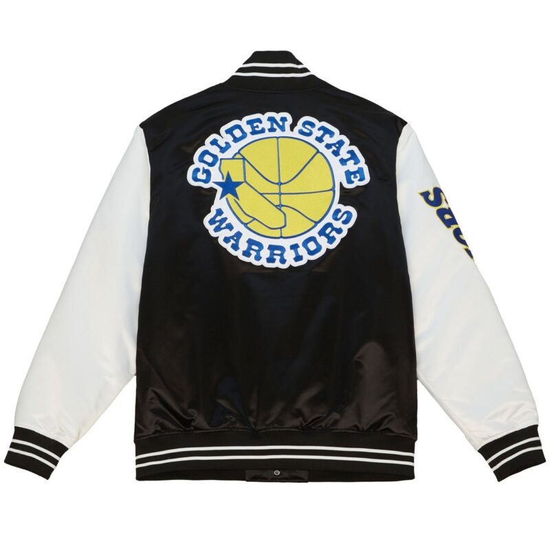 Black/White Golden State Warriors Team Origins Varsity Satin Jacket