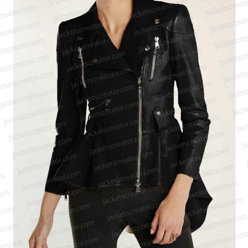 Anna Shay Bling Empire Peplum Leather Jacket