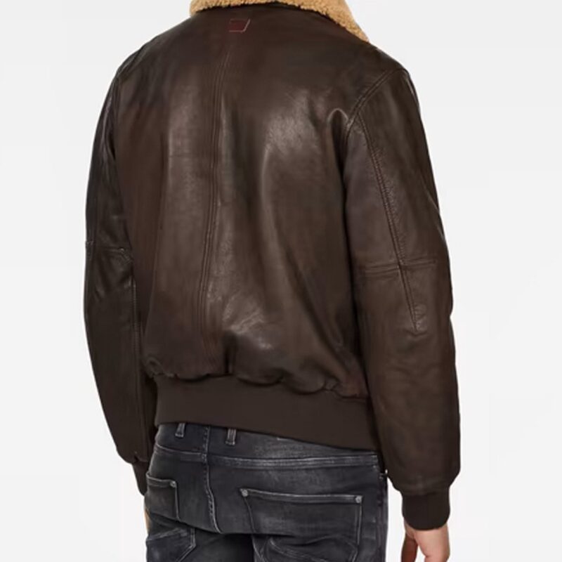 Men’s Bollard Bomber Leather Jacket with Removable Fur Collar