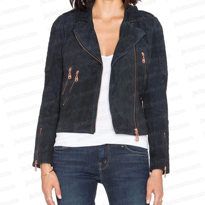 The Vampire Diaries S07 Kat Graham Blue Suede Jacket