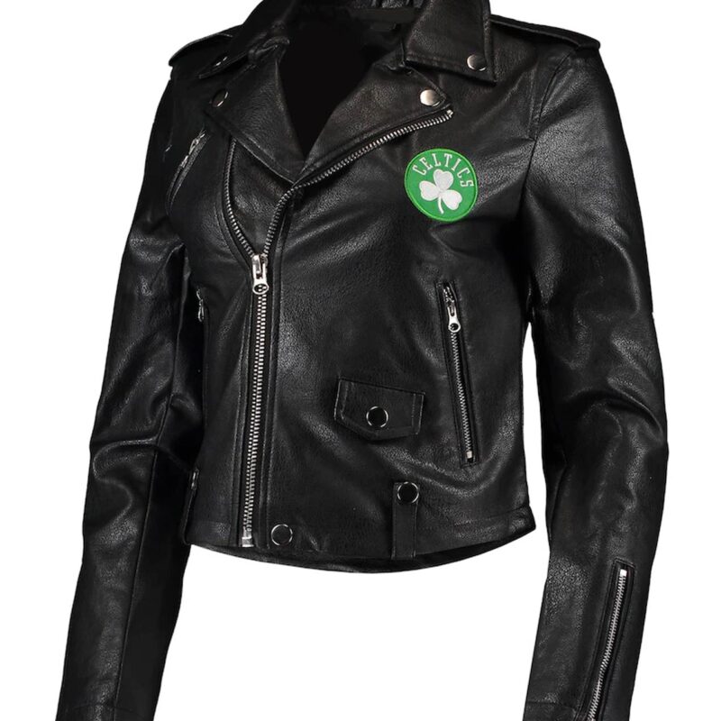 Boston Celtics Black Moto Full-Zip Jacket
