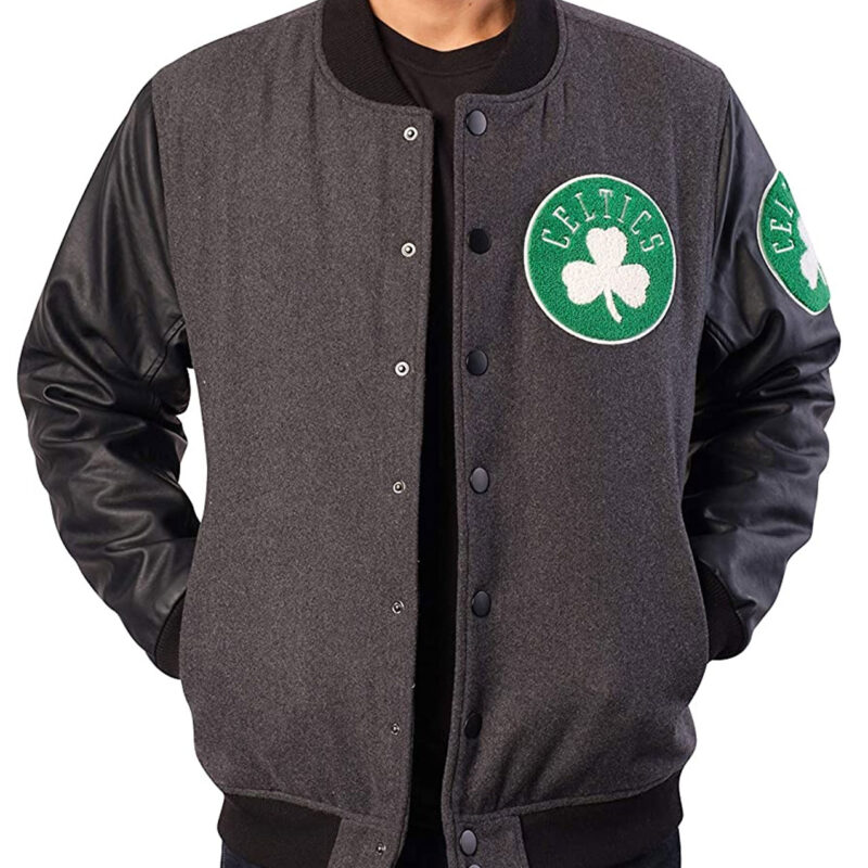 Boston Celtics Varsity Charcoal and Black Jacket