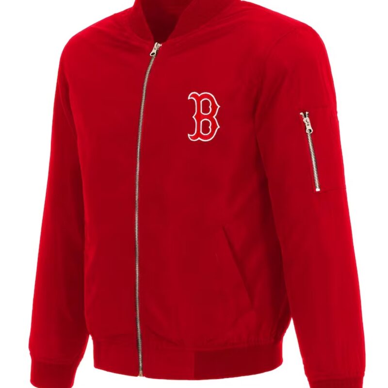 Boston Red Sox Red Nylon Bomber Jacket