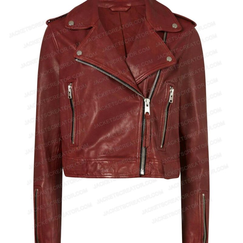 Chesapeake Shores Emilie Ullerup Burgundy Leather Jacket