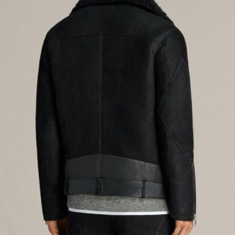 Men’s Brooklyn Fur Collar Shearling Black Leather Jacket