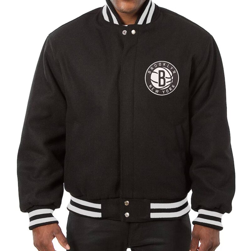 Brooklyn Nets Black Varsity Wool Jacket