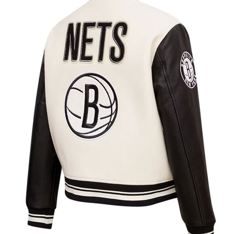 Brooklyn Nets Retro Classic Varsity Cream Jacket
