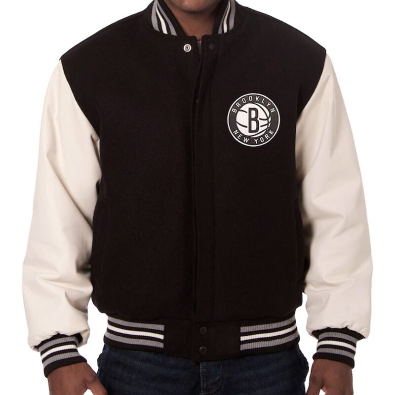 Black/White Brooklyn Nets Varsity Jacket
