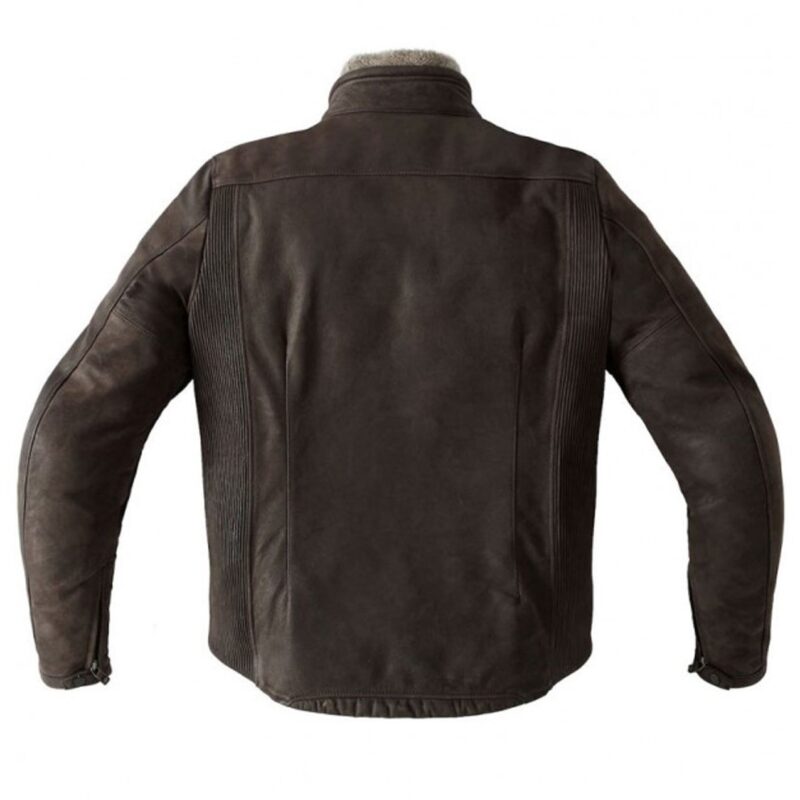 Men’s Motorcycle Real Brown Leather Jacket with Fur Collar