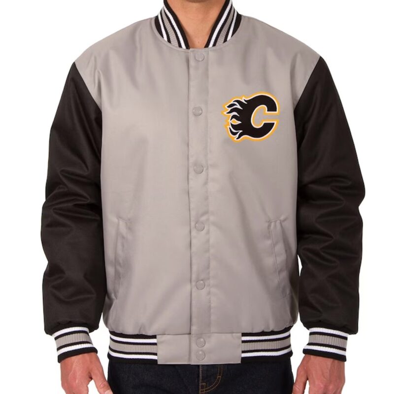 Poly-Twill Calgary Flames Gray and Black Jacket