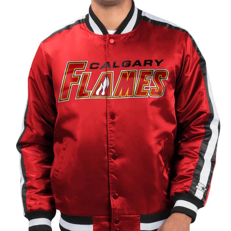 Calgary Flames Red O-Line Satin Jacket