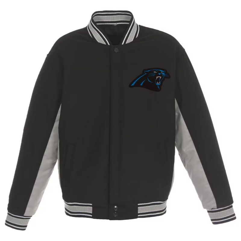 Carolina Panthers Black and Gray Varsity Wool Jacket