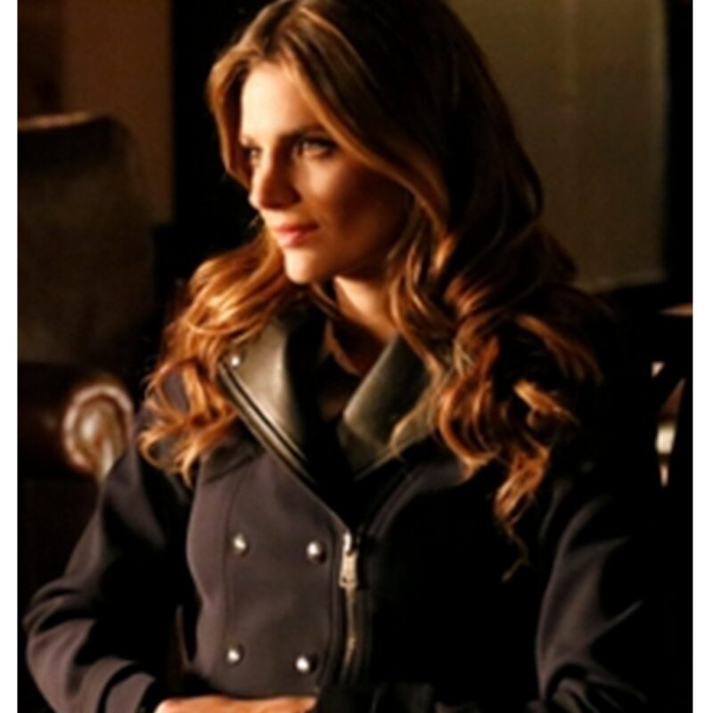 Castle Season 6 Stana Katic Navy Trench Coat