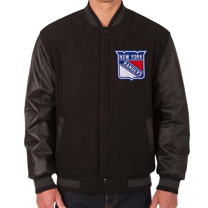 New York Rangers Charcoal/Black Varsity Jacket