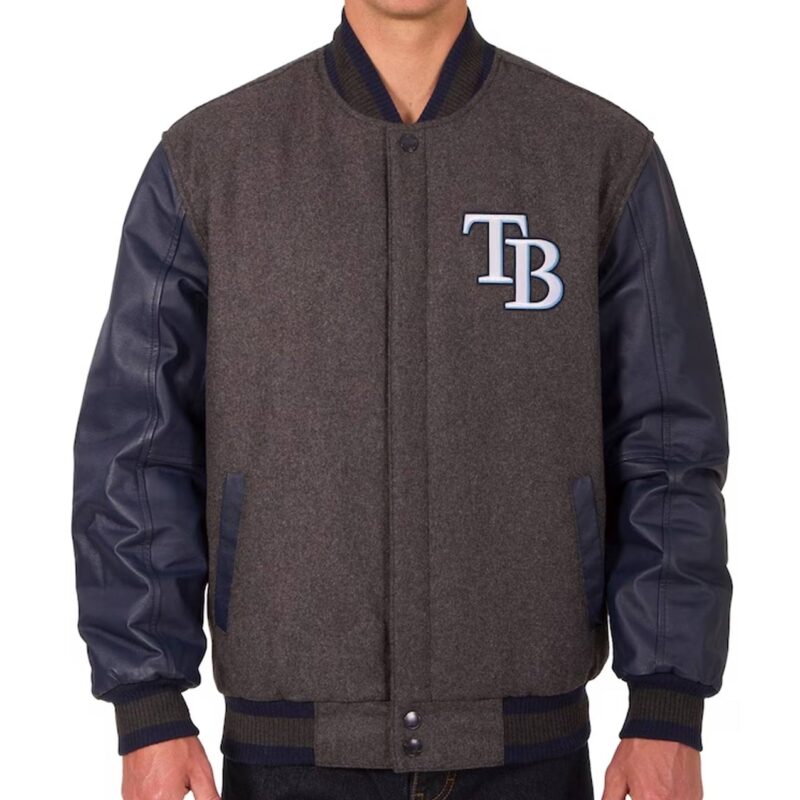 Tampa Bay Rays Charcoal and Navy Varsity Jacket