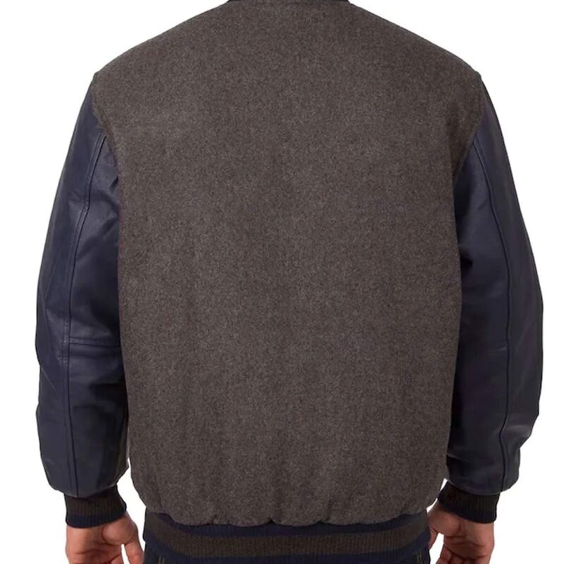 Washington Nationals Varsity Charcoal and Navy Full-Snap Wool/Leather Jacket