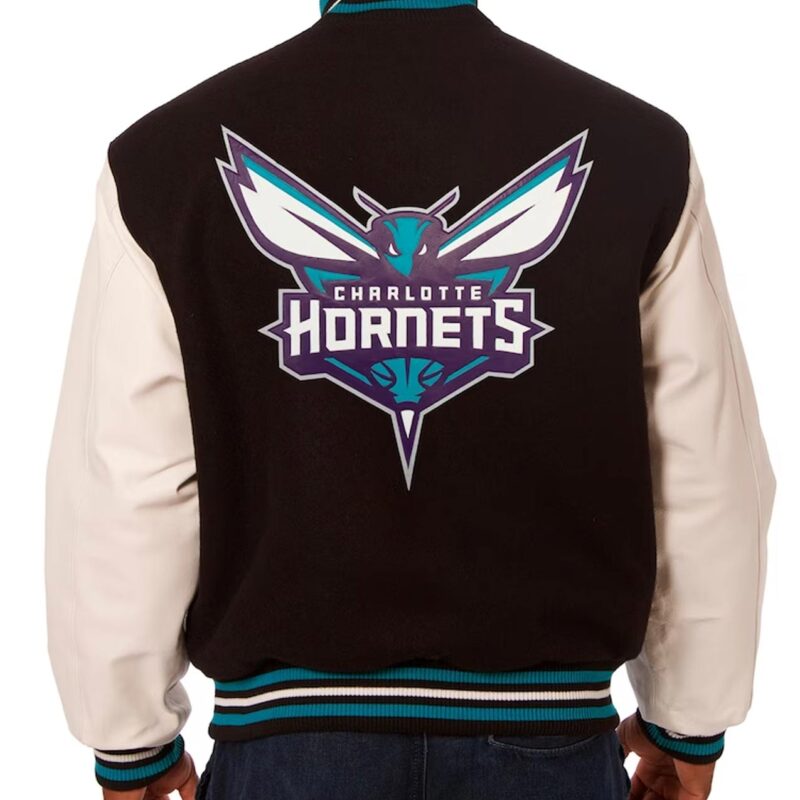 Charlotte Hornets Black and White Varsity Jacket